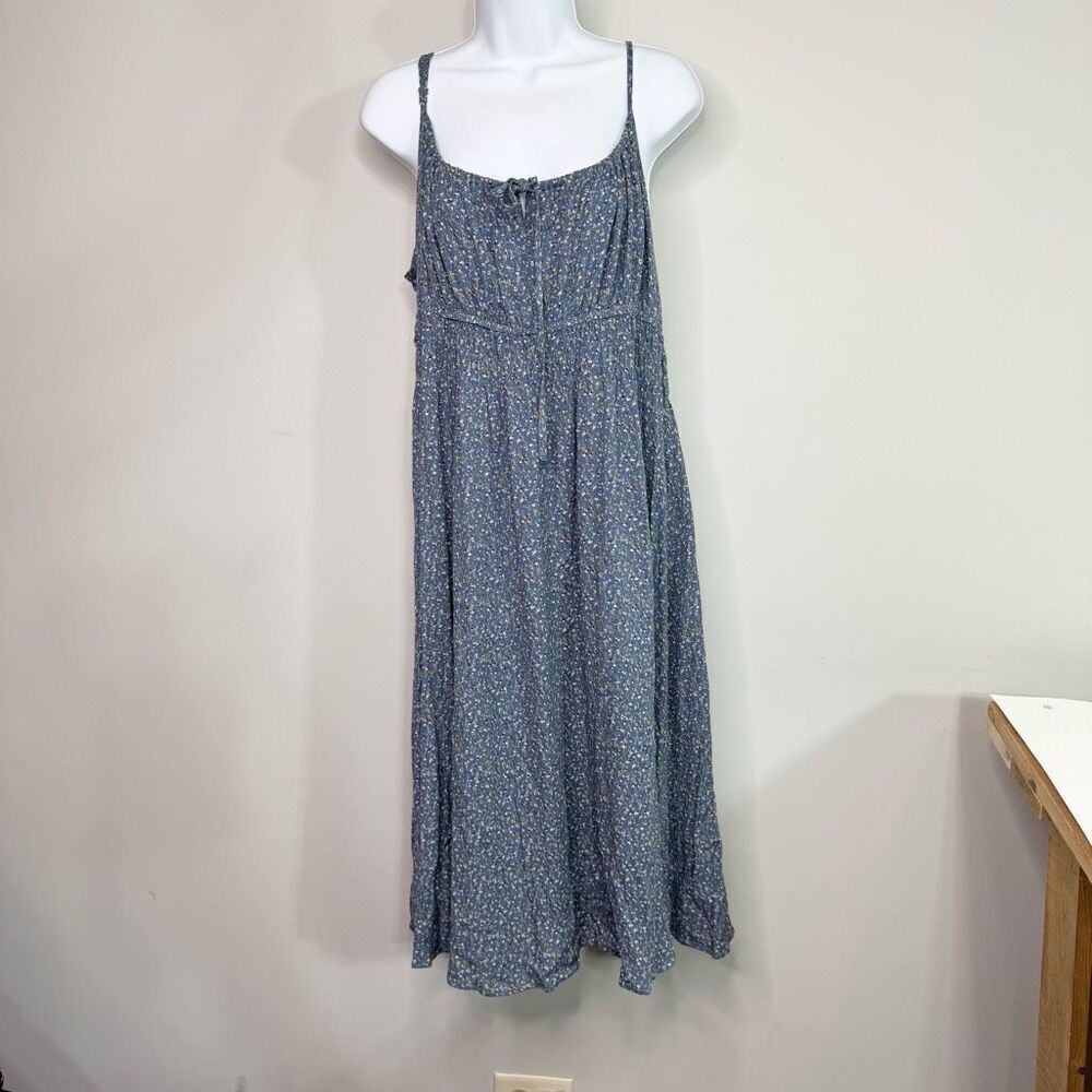 Maacie Maxi Dress Women Extra Large Blue Sleeveless Spaghetti Strap Milkmaid New